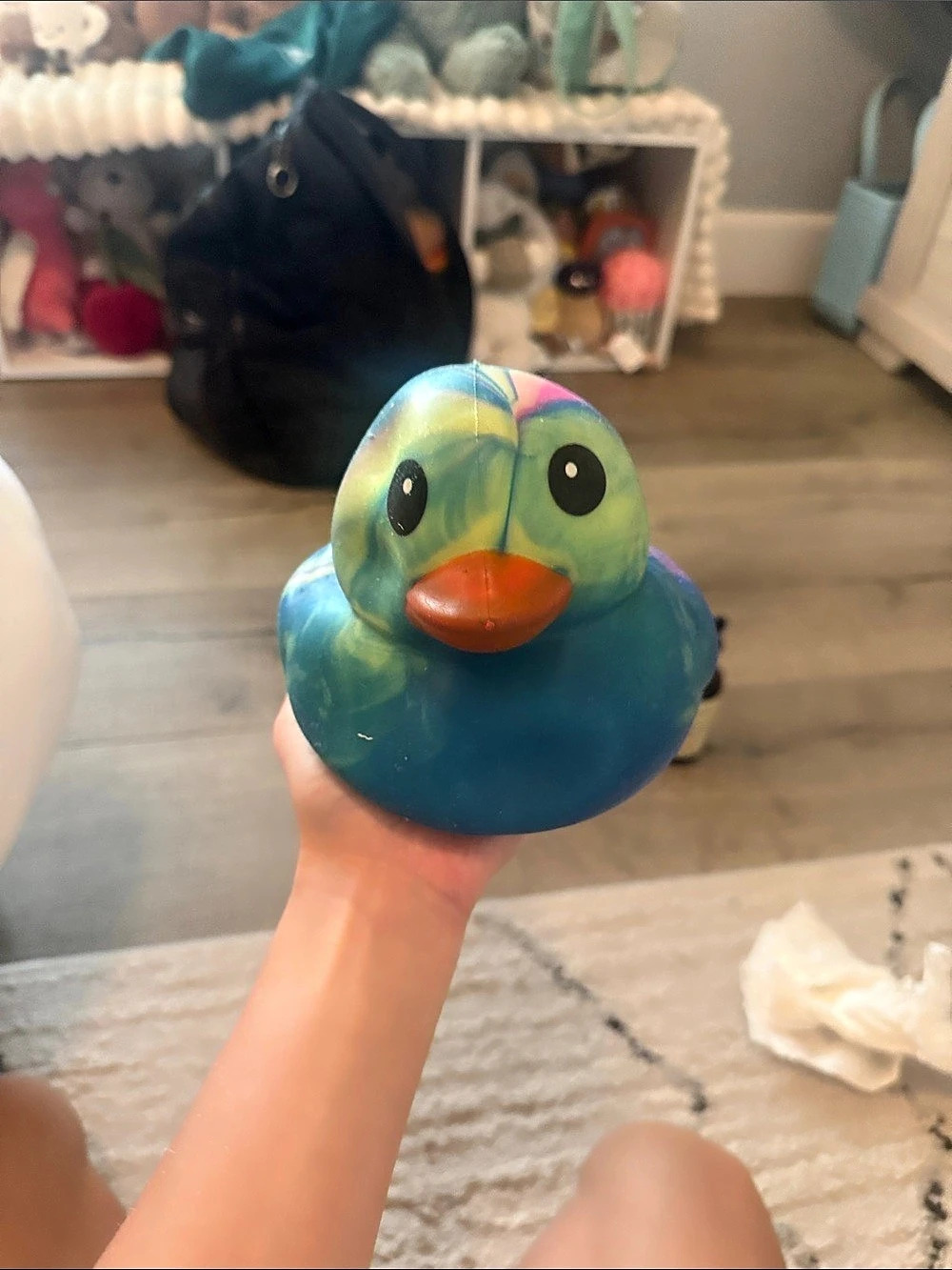 Squeez-Eazy Squeeze Toy Duck in Blue & Green NWT